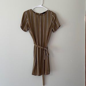 Olive green & white striped dress